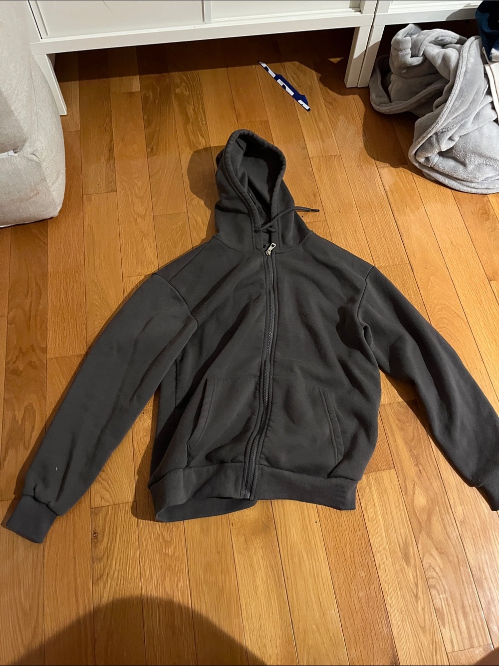 H&M Charcoal Gray Full-Zip Hooded Sweater
